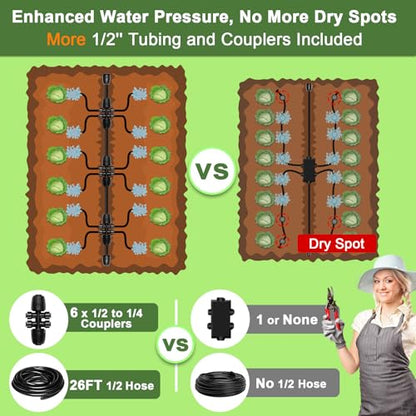 Drip Irrigation Kit for Garden, Quick-Connect Plant Watering System 150FT - size: 150FT
