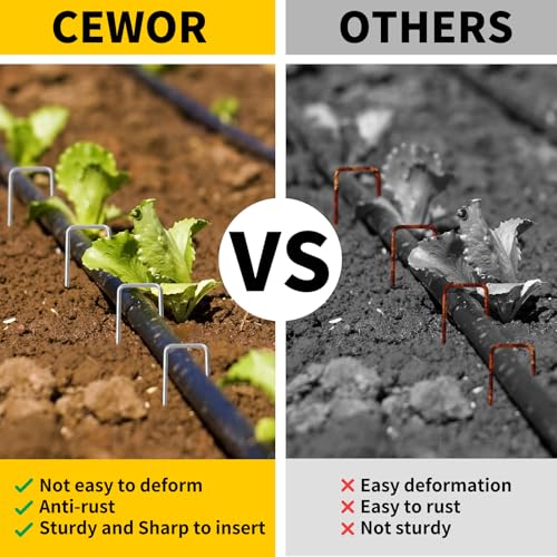 CEWOR 200 Pack Landscape Staples 4 Inches, Galvanized Metal Garden Stakes Landscaping Landscape Fabric Staples Sod Pins for Lawn, Barrier Fabric, Garden Fence, Ground Cover - size: 4 Inch-200 Pack