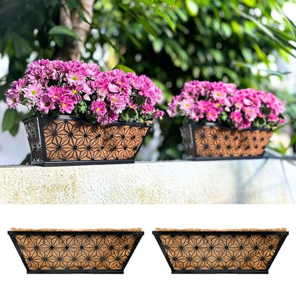 LaLaGreen Garden Wall Planter (16 in, 2 Pack) Black Patio Window Flower Box - size: 16" (41cm) x 2 pack