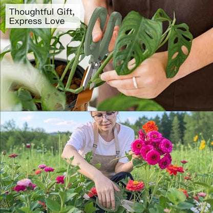Housolution Flower Scissors, Steel Garden Pruning Shears, Avocado Green - color: Avocado Green, size: 1 Pack