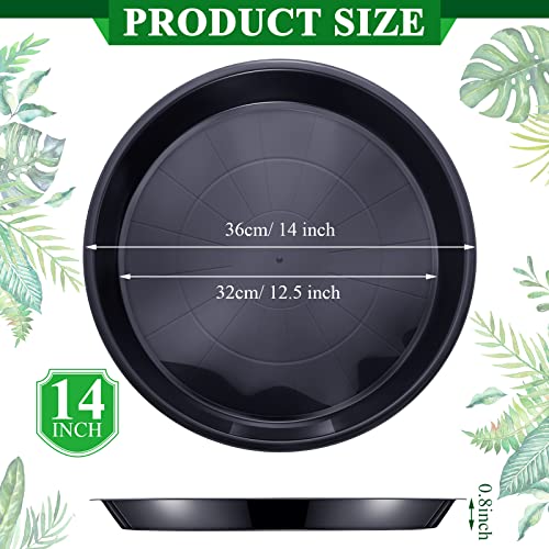 Sawysine 30 Pack Plastic Plant Saucer Round Drip Trays Black Flower Pot Saucers Thick Plant Dish Sturdy Water Tray Heavy Drainage Potted Container for Indoor Outdoor Garden (14 Inches) - size: 14 Inches