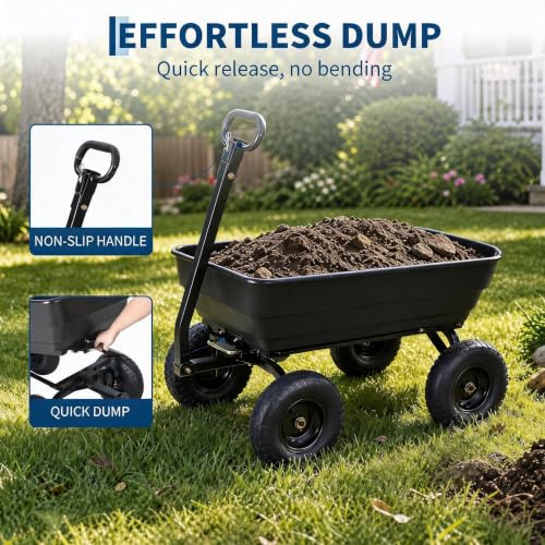 Heavy-Duty Utility Garden Dump Cart, 1200Lbs Capacity - size: 1200LBS