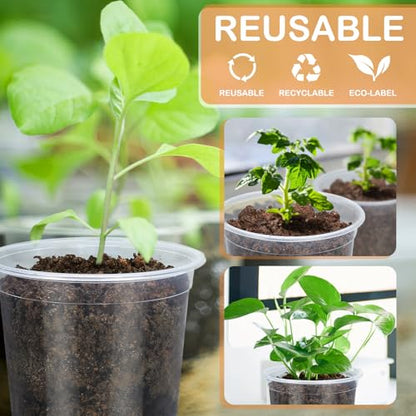 15 Pack Clear Nursery Pots with Drainage Holes, 7 Inch Seed Starting Plastic Plant Pots, Transparent Variety Pack Flexible Garden Pot for Outdoor Indoor (Clear, 7 Inch) - size: 7 Inch
