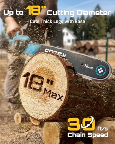 SEESII 40V Electric Chainsaw Cordless 18-Inch with 2 x 5.0Ah Batteries - color: Keppel