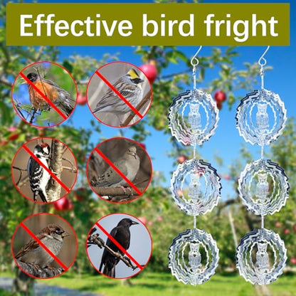 9 PCS Stainless Steel Bird deterrents for Outside,Crow Deterrent,3D Bird Scarer Discs Set Pigeon Deterrent,Bird reflectors to Keep Birds Away Woodpecker Deterrent for House - color: 9 Discs Owl Bird Scare Discs Set
