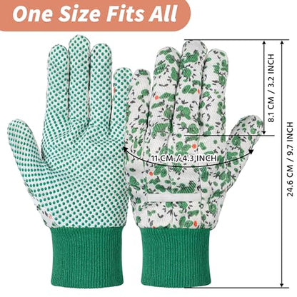 DOFOWORK Gardening Gloves, 4 Pair Floral Garden Gloves for Women with Dots - color: Green and Red
