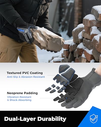 toolant Winter Work Gloves for Men, Insulated Waterproof Work Gloves with Reinforced Palm for Cold Weather Protection - size: Small