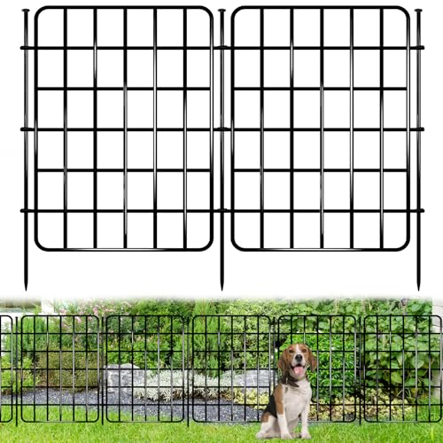 30ft x 17in Garden Fence Animal Barrier, 28 Panels No Dig Fence Border, Rustproof Metal Decorative Garden Fence with Ground Stake, Flower Bed Edging Border for Dog, Rabbit, Outdoor Yard Patio Decor - color: Black, size: 28 Panels, 30ft x 17in