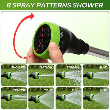 Hushee 2 Pack 16 Inch Metal Watering Wand for Garden Hose, 8 Pattern, Green - color: Green