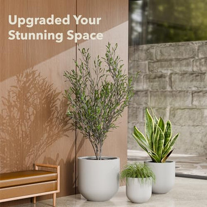 KUTE NEST 12" Premium Arco Fiberstone Patio Planter - Light Gray - color: Light French Gray, size: 12"H x 12"D