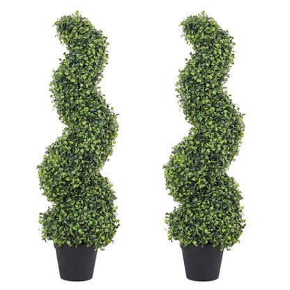 THE BLOOM TIMES 3ft Tall Spiral Topiary Trees Artificial Outdoor Set of 2 - color: Boxwood Light Green, size: 3ft