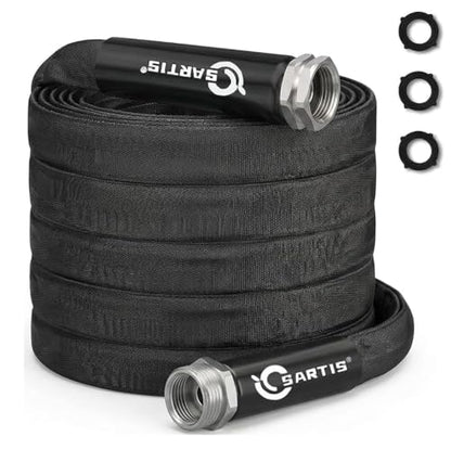 Garden Hose 50 ft x 5/8 in, Ultra-Light, All-Weather Water Hose, Leak-Free Connections,High Pressure Abrasion-Resistant Eco-Friendly, Black