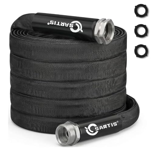 Garden Hose 50 ft x 5/8 in, Ultra-Light, All-Weather Water Hose, Leak-Free Connections,High Pressure Abrasion-Resistant Eco-Friendly, Black