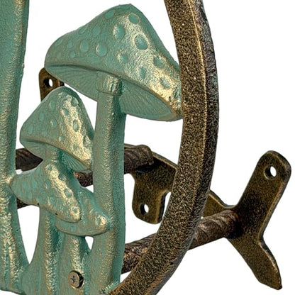 Zeckos Garden Hose Holder Mushroom 12 Inch Cast Iron Verdigris Bronze - color: Mushroom - Bronze