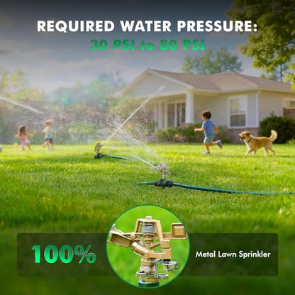 RESTMO Heavy Duty All-Metal Impact Sprinkler Head on Sturdy Spike Base