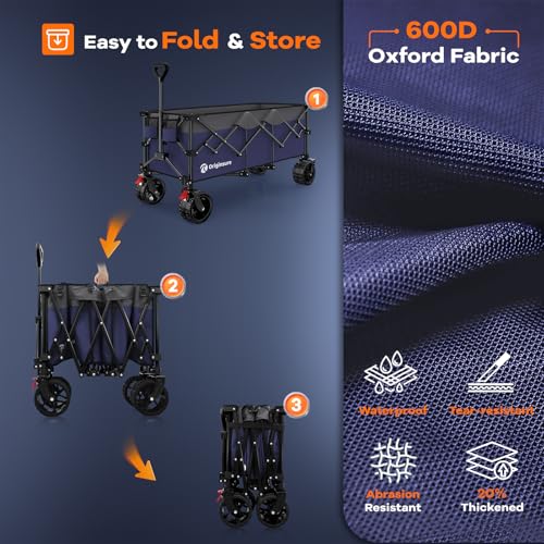 Originsure 300L Foldable Beach Wagon Cart with Big Wheels, 560lbs, Purple - color: Grey&purple