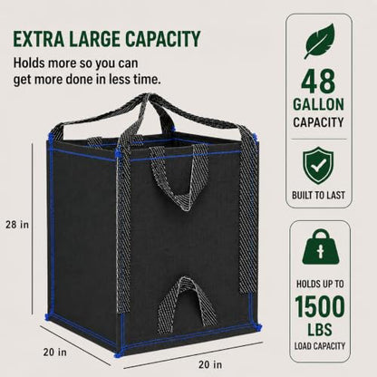 48-Gallon Heavy Duty Lawn and Yard Bag, Reusable Self-Standing Garbage Bag with Reinforced Handles (Gray - 1 Pack) - color: Gray - 1 Pack