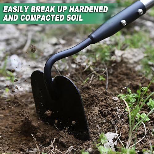 YEELOR Garden Hoe, Heavy-Duty Long Handle Weeding Hoe for Gardening - style: Flat hoe