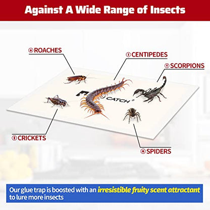 LULUCATCH Cricket Insect Glue Traps - 12 Pack Bug Cockroach Sticky Traps, Large Spider Trap with Pre-Baited Attractant, Highly Effective Glue Boards Indoor, Non-Toxic Pet Safe, Easy to Use - size: 12 Pack