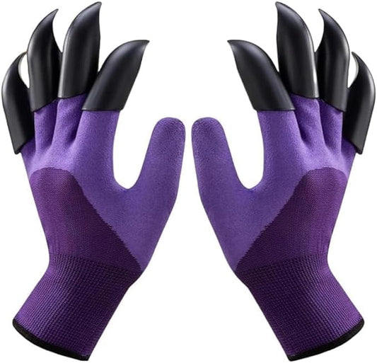 Garden Gloves with Claws, Breathable Gardening Work Gloves for Digging, Claw Gardening Gloves for Planting, Anti-Puncture Garden Gloves Best Gifts for Gardeners Purple
