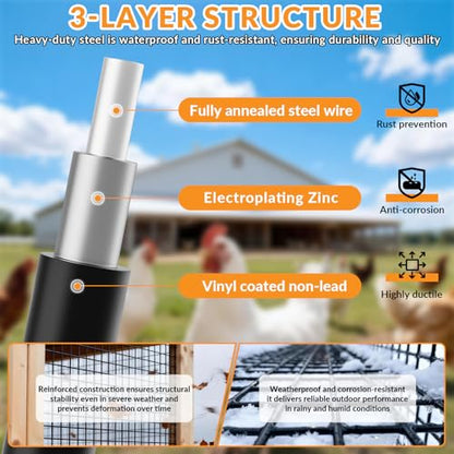 Black PVC Coated Chicken Wire Fencing, 1/4 Inch Mesh, 48 Inch x 100 Foot, 23 GA Welded Wire Hardware Cloth Roll, Heavy Duty Farm & Ranch Garden Border Fence, Poultry Netting, Animal Barrier - size: 48inx100ft 1/4inch