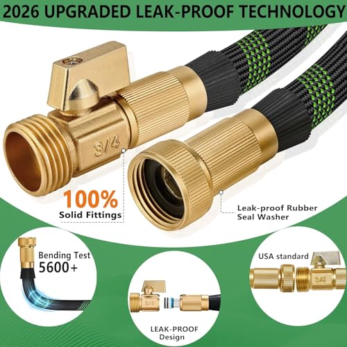100 ft Garden Hose, Flexible Ultra Lightweight Durable Garden Hose, Kink-Free Water Hose with 10 Function Sprayer - Non-Shrinking Garden Hoses, Easy to Store,All-Weather, Car Washing Pipe Garden Hoses - color: blackgreen, size: 100ft