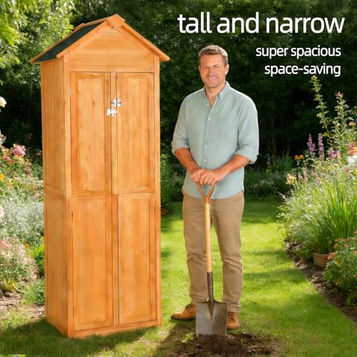 Patio Storage Outdoor Cabinet - color: Gold+brown - 27.16 X 23.62 X 83.07 Inch