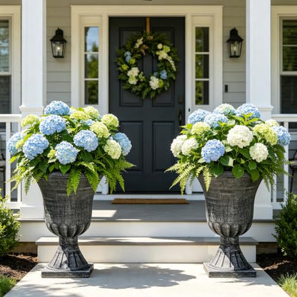 2-Pack 22" Washed Black Plastic Urn Planters with Drainage Holes - color: 22"h-washed Black