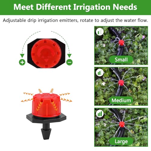 Kalolary 200PCS 1/4" Adjustable Drip Irrigation Emitters (Red, 8 Holes) - color: 200PCS Red 8 Holes