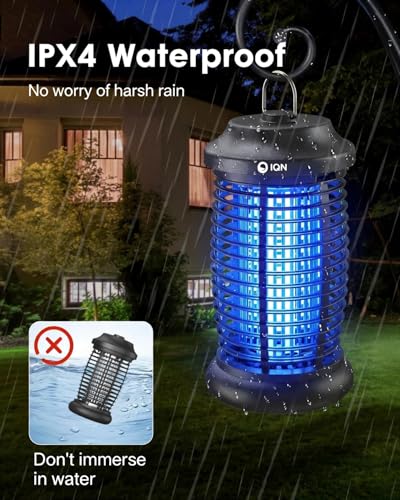 Bug Zapper Outdoor, Plug in Electric Mosquito Fly Zapper w/ 15W Light & 4200V Grid & on/Off Switch, Mosquito Traps & Killer for Indoor, Kitchen（2 Packs） - color: Deep Black