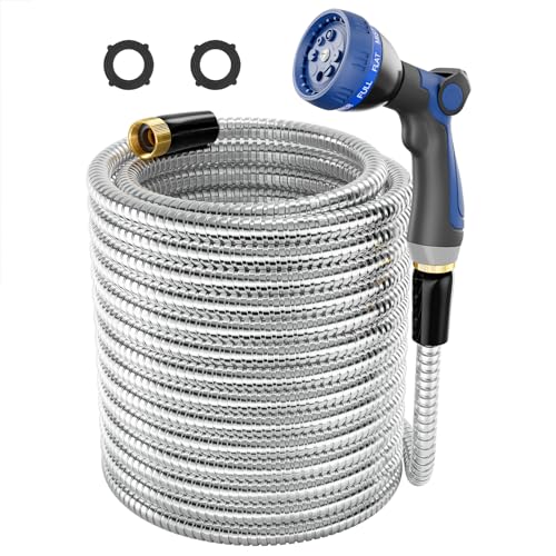 SPECILITE 1/2"x 125FT 304 Stainless Steel Metal Hose with Blue Nozzle - size: 125 ft