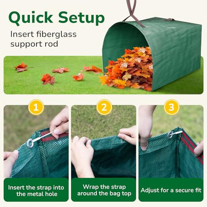 GreatBuddy 53 Gallon Yard Waste Bags, 2-Pack Reusable PP Garden Leaf Bags with Handles, Self-Standing Foldable Lawn Bag for Grass, Twigs and Debris Outdoor Cleanup - size: 53gal-2 packs, style: Dust-Pan