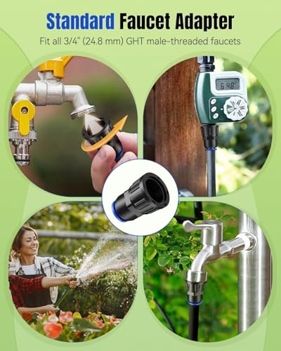 Pawfly 8 Pcs 3/4" to 1/2" Drip Irrigation Faucet Adapters, Quick Connect 3/4" FHT Faucet to 1/2" Tubing Connectors, Push-to-Fit Garden Hose Adapters, Anti-Leak Drip Irrigation Hose Connectors - size: 8 Pcs 3/4" to 1/2" Faucet Adapters