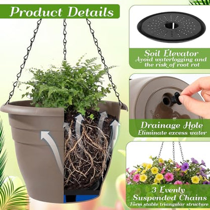 20 Pack Hanging Planter Basket 10 Inch with Drainage Tray - color: Coffee, size: 10 Inch