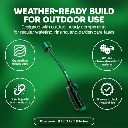 Rain Bird TRNZLWAND16 Watering Wand Garden Hose Nozzle, 16 Inch - Green and Black - size: 16 Inches