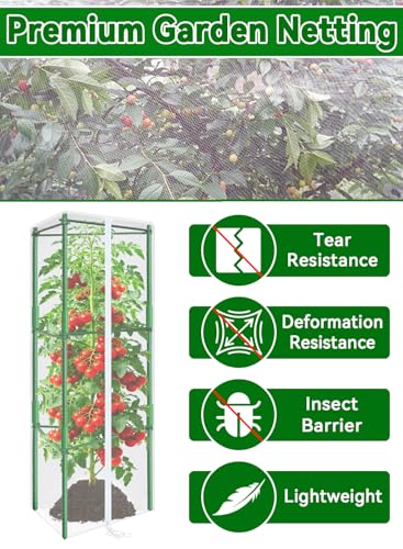 ZeeDix 61x16.1 in Garden Tomato Plant Cover Netting for Tomato Cage - size: 61inch
