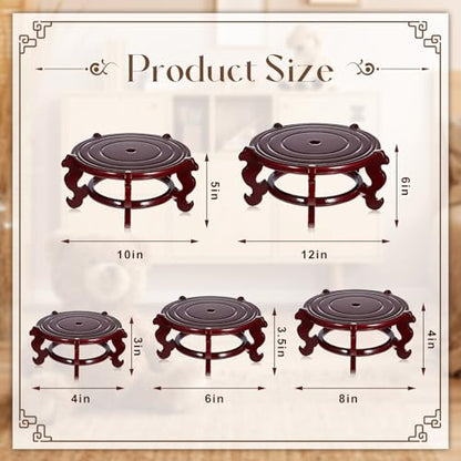 Geetery 2 Pcs 4–12 in Oriental Wooden Plant Stand Indoor Vase Stand, 4 in - size: 4 in