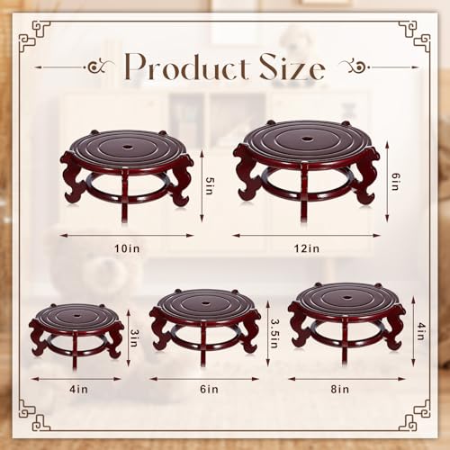 Geetery 2 Pcs 4–12 in Oriental Wooden Plant Stand Indoor Vase Stand, 12 in - size: 12 in