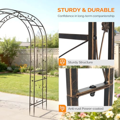 VINGLI Garden Arbor, Arch for Wedding Ceremony Party, Christmas Garden Decor Steel Garden Trellis for Plant Climbing, Pergola for Garden, Backyard, Lawn (Arch Top, Bronze) - style: Arch Top, Bronze