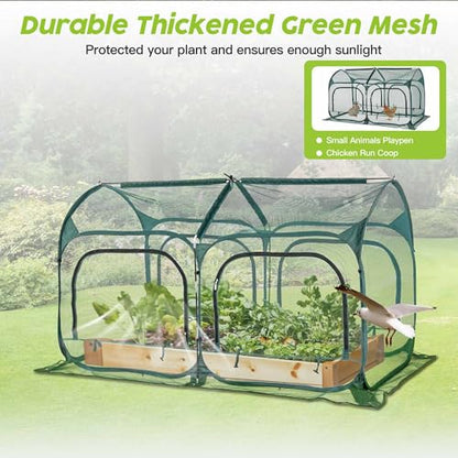 Poray Large 5.3x2.6FT Plant Netting Cover, Pop up Tunnel Crop Cage Gardening Net,Pest Guard Cover for Vegetables &Fruits,Durable Gardening Net for Plant and Animal - size: Small 5.25x2.6X3.1FT