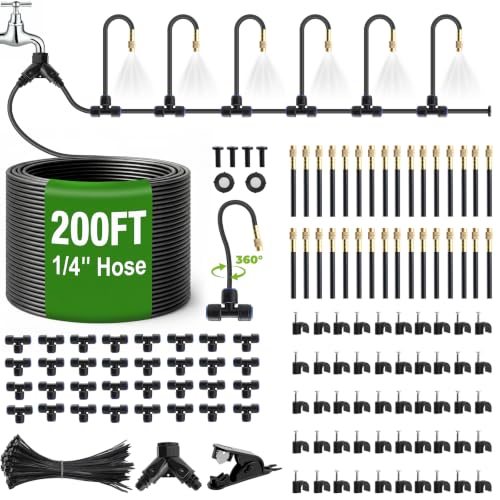 200 Ft 1/4 Inch Drip Irrigation System with 32 Copper Nozzles