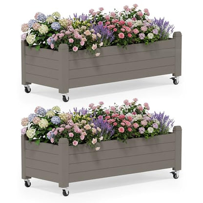 Fancyango Raised Garden Bed with Wheels 13.3" Hx2 -Gray - color: Gray, size: 13.3"Hx2