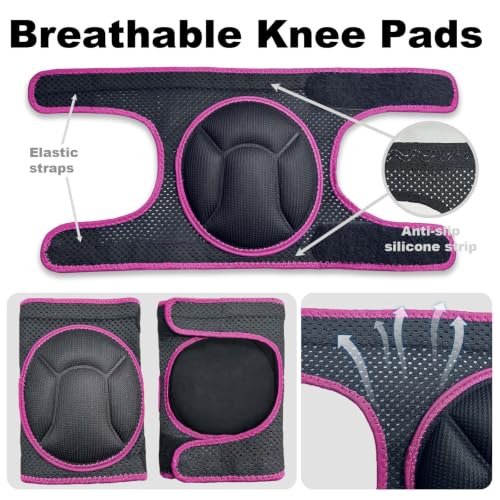 Gardening Knee Pads for Men/Women, Adjustable Mesh Fabric, Pink M (1 pair) - color: Pink, size: Medium