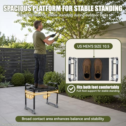Garden Kneeler and Seat, Foldable Garden Stool, with Kneeling Pad & Bag