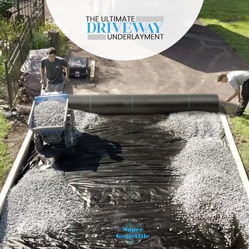 Super Geotextile Woven Geotextile Fabric for Driveway and Road Stabilization, Construction Underlayment, Erosion Control, Commercial Grade 50 Year for Gravel Roads and Pavers (20x60) Ships Folded - size: 20' x 60'