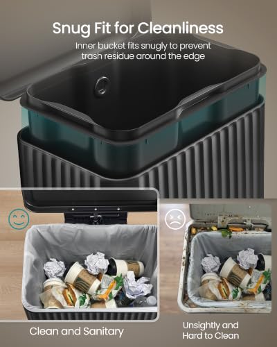 SONGMICS Trash Can, 8 Gallon (30 L), Stainless Steel, with Lid, Pedal - color: Ink Black, size: 8 Gallon