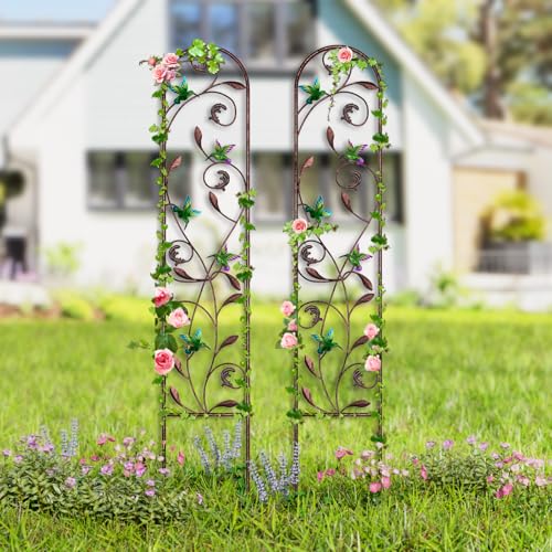 aboxoo 2-Pack Hummingbird Metal Garden Trellis for Climbing Plants - color: Hummingbird, size: 2pcs