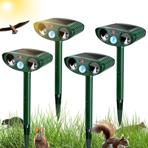 4 Pack Solar Ultrasonic Deer Repellent & Animal Repellent Outdoor