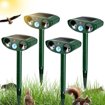 4 Pack Solar Ultrasonic Deer Repellent & Animal Repellent Outdoor
