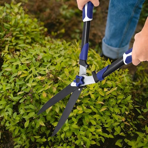 GarveeLife Heavy Duty 24" Steel Wavy Blade Hedge Shears – Shock-Absorbing Garden Pruning Clippers for Hedges, Shrubs, and Limbs – Manual Gardening Tool – 24 * 62cm